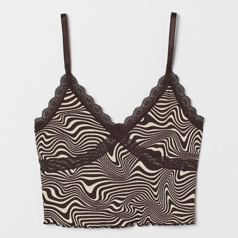 DIVIDED by H&M Brown & White Optical Illusion Cami Top